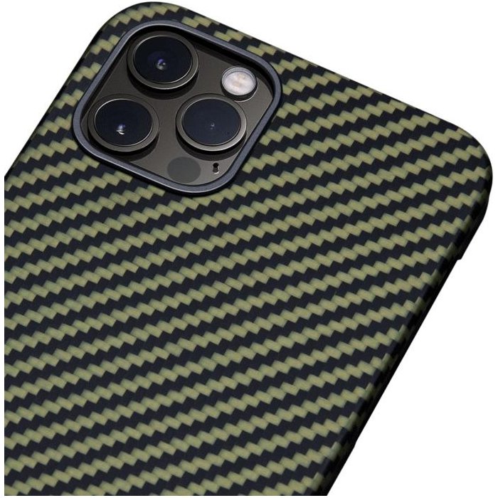 Чехол Pitaka MagEZ Case для iPhone 12 Pro, черно-зеленый, кевлар (арамид) 